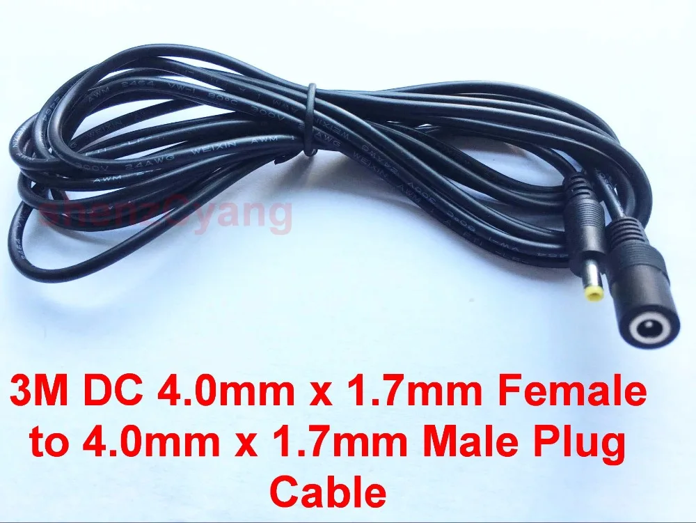 

50pcs Power supply DC 4.0mm x 1.7mm Female to 4.0mm x 1.7mm Male Plug Cable adapter extension cord 3M 10FT Power extension cord
