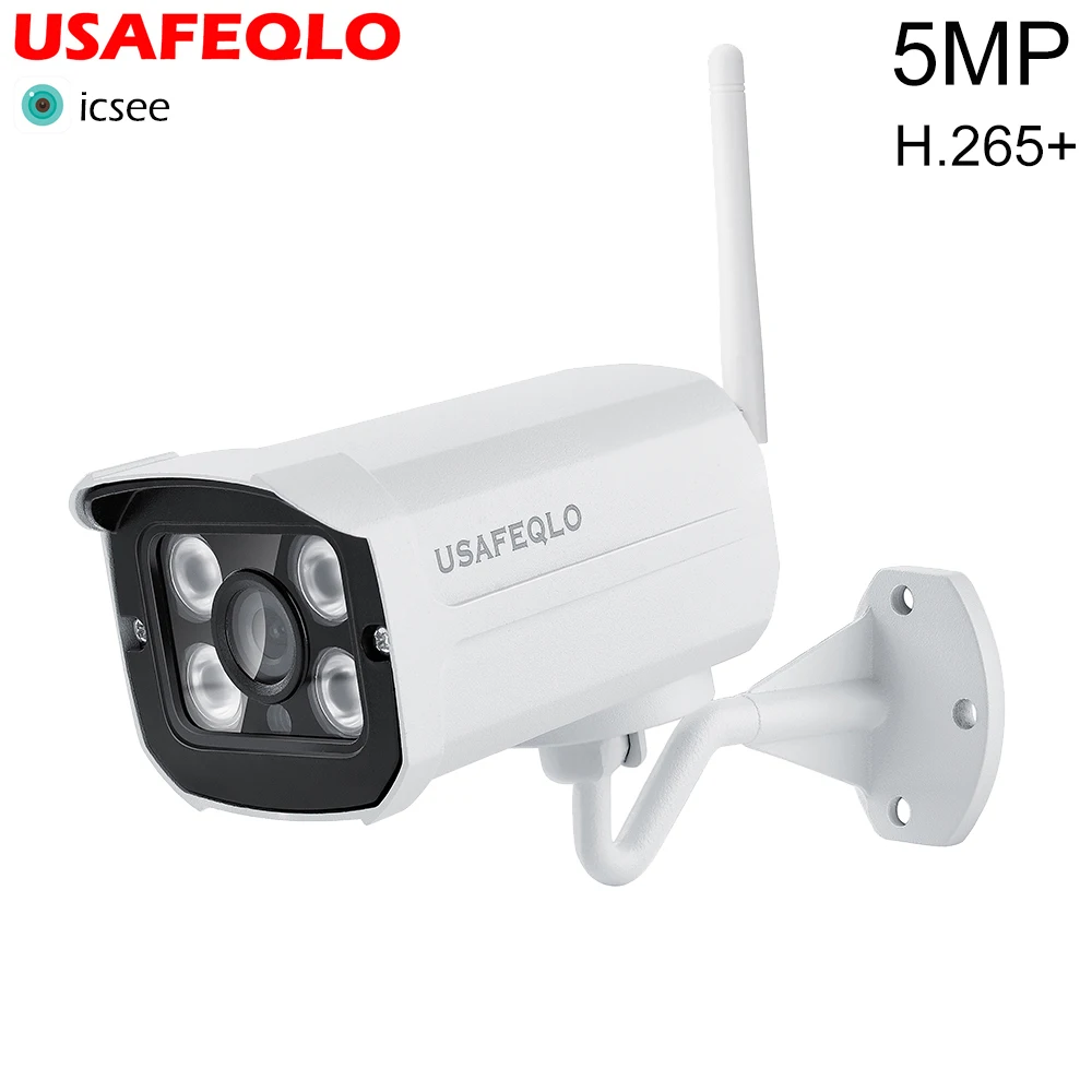

USAFEQLO Surveillance Outdoor Camera WiFi 5MP 2.4G HD IP Cam SD Card Storage Wireless Weatherproof Security Cam H.265+ IP Camera