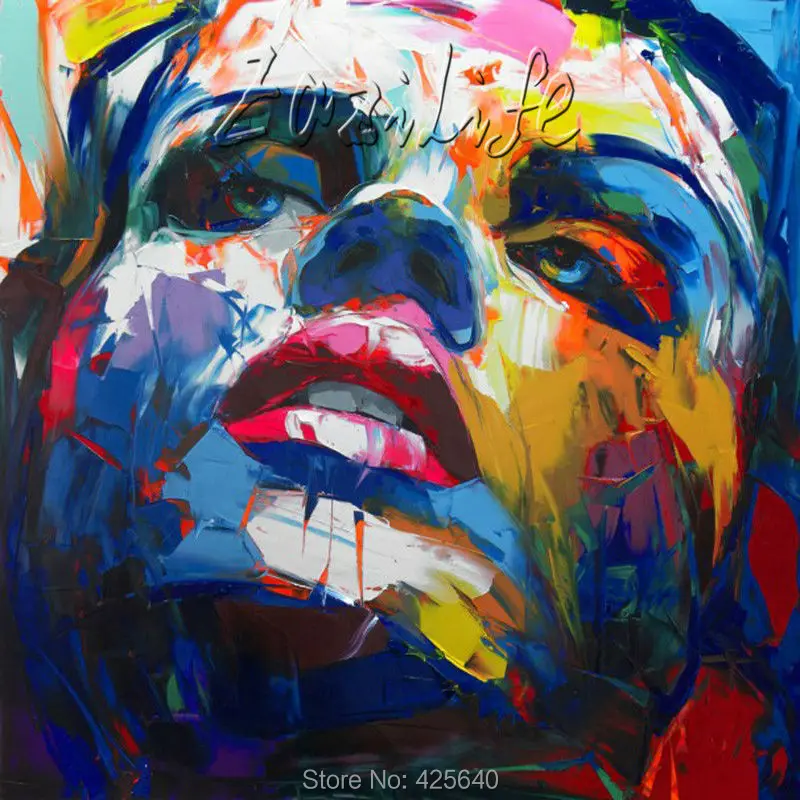 

Palette knife painting portrait Palette knife Face Oil painting Impasto figure on canvas Hand painted Francoise Nielly 13-26