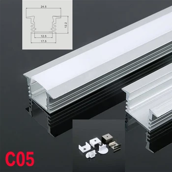 

C05 6 Sets 50cm U Shape LED Bar Lights Aluminum Channel Profile With Cover, End Caps and Mounting Clips for under cabinet Lights