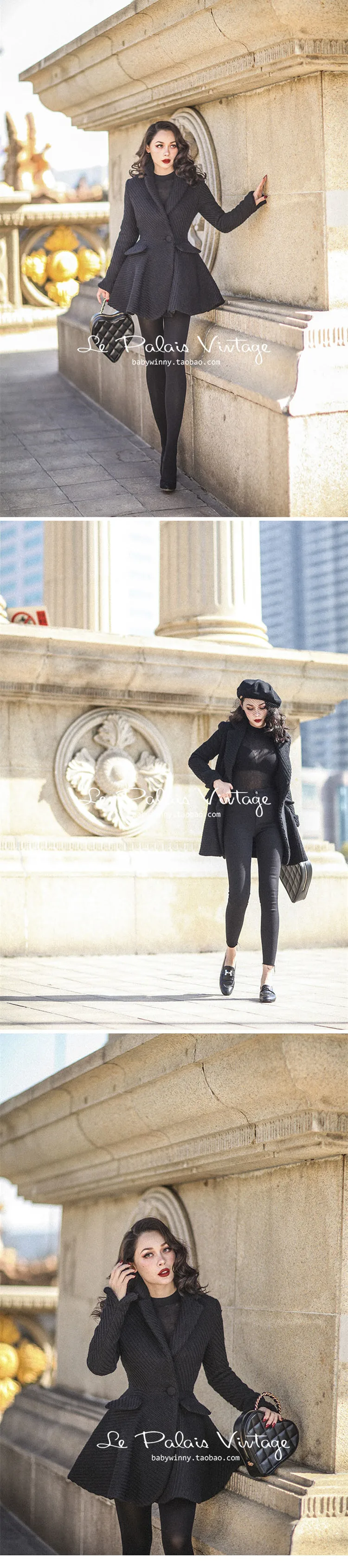 40-винтажное женское шикарное шерстяное длинное Свободное пальто 50s черного размера плюс Элегантная куртка abrigo mujer mon kaban