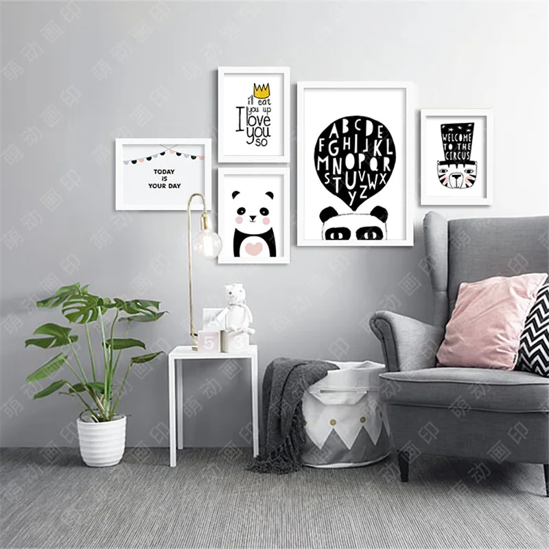 M9 Panda Modern Printings Wall Decor Back White Digital Poster M9 Panda Modern Printings Wall Decor Back White Digital Poster Canvas Picture Art Paintings Quadro Nursery Kids Room In Painting Calligraphy