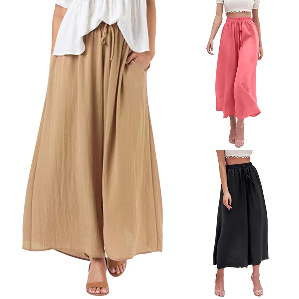 Женские повседневные свободные штаны шаровары boho большие размеры 2019|Брюки |