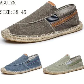 

AGUTZM Men's casual canvas loafers flat hemp bottom Espadrilles driving soft shoes for holiday beach sailing Bohemian style Z96