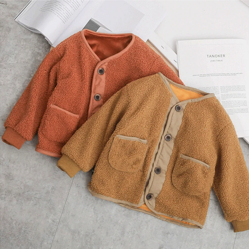 B&N Autumn Winter Baby Girls Lambs Jacket Boys Coat Jacket Kids Warm Velvet Coats Children Girls Outerwear & Coats Girls Clothes11