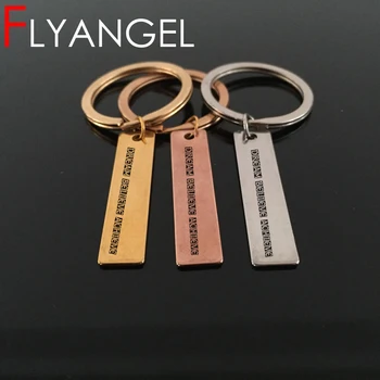 

FLYANGEL Cute Key Chain Engraved Dream Believe Achieve Key Holder Mini Inspiration Bag Charm Keyring Women Man Jewelry Gifts