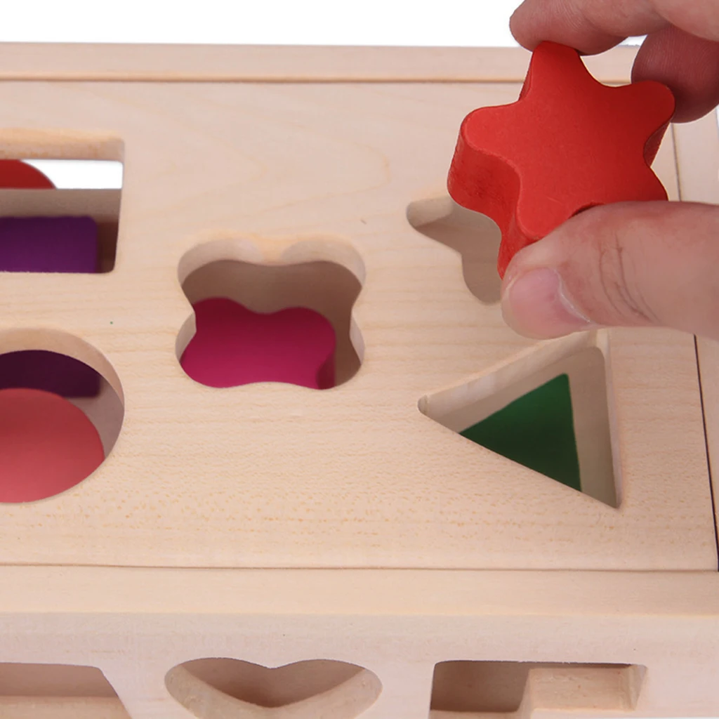 Kids Wooden Shape Sorting Car Educational Toys Toddler Baby Jigsaw Stacking Game Toddler Drag Car to Walk Gifts