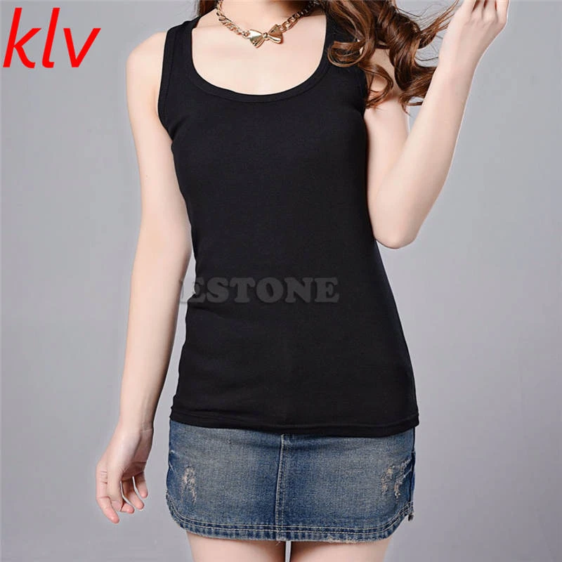 

KLV 2017 NEW Summer Casual Wild Women's Sleeveless Tank Tops Cami No Sleeve T-Shirt Vest High Quality 13 Colors
