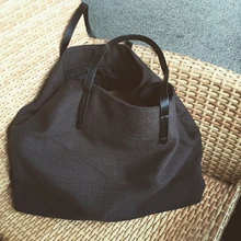 Anawishare bolsa de lona feminina, bolsa de ombro grande para meninas, sacola de compras preta de alta qualidade