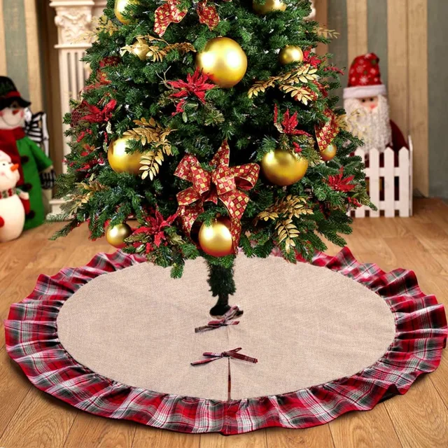 ourwarm pastoral style christmas tree skirts 48inch burlap black and red plaid ruffle edge christmas tree - Red And Black Plaid Christmas Decor ourwarm pastoral style christmas tree skirts 48inch burlap black and red plaid ruffle edge christmas tree - Red And Black Plaid Christmas Decor