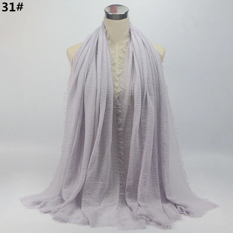 ZFQHJJ, 180x95 см, Женский хлопковый шарф-хиджаб с пузырьками, с бахромой, популярные мусульманские шали-шарфики, Большие пашмины - Цвет: 31