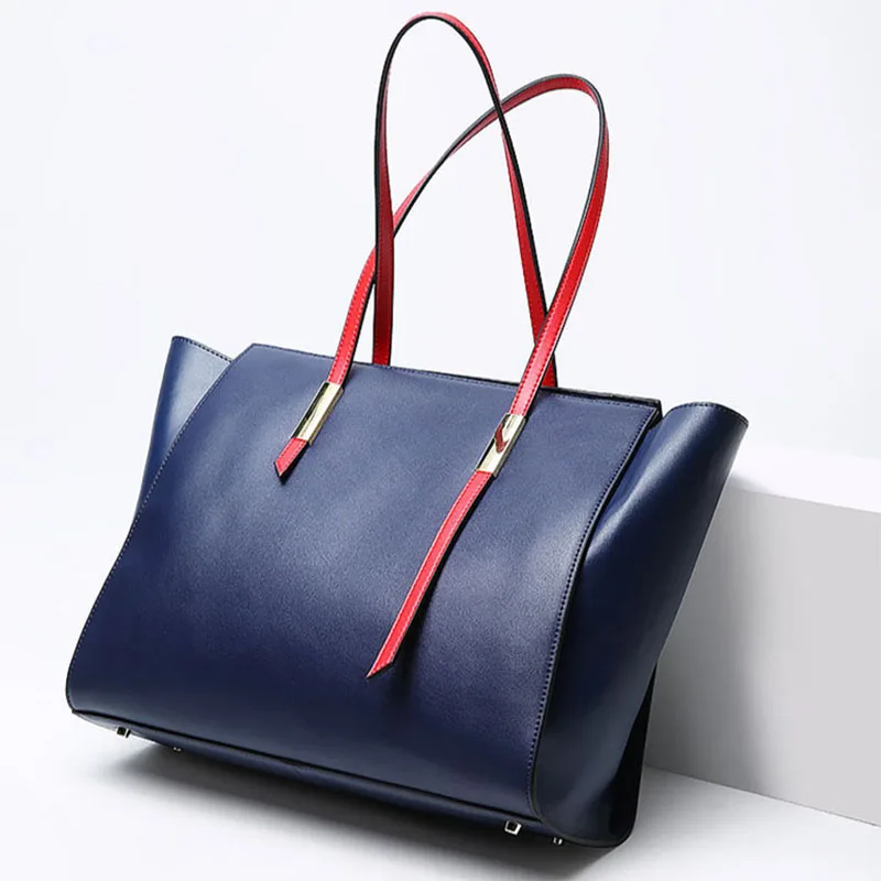 

Natural cowhide women handbag genuine leather bags trapeze large capacity shoulder handbag ladies messenger bags casual tote new
