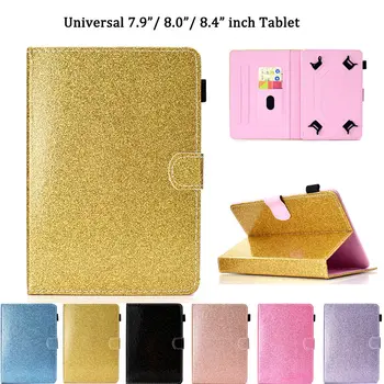 

Universal Case for 7.9" 8.0 8.4 Inch Tablet Cover for iPad mini 1 2 3 4 Samsung Huawei PU Leather Glitter Stand Funda Shell Capa