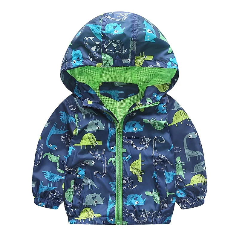 

Cute Animal Printed Windbreaker Kids Jacket Boys Outerwear Coats Kids Hooded Children Clothing Korean Style