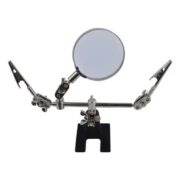 

Third Hand Soldering Iron Stand Helping Clamp Vise Clip Tool 8x Magnifying Glass
