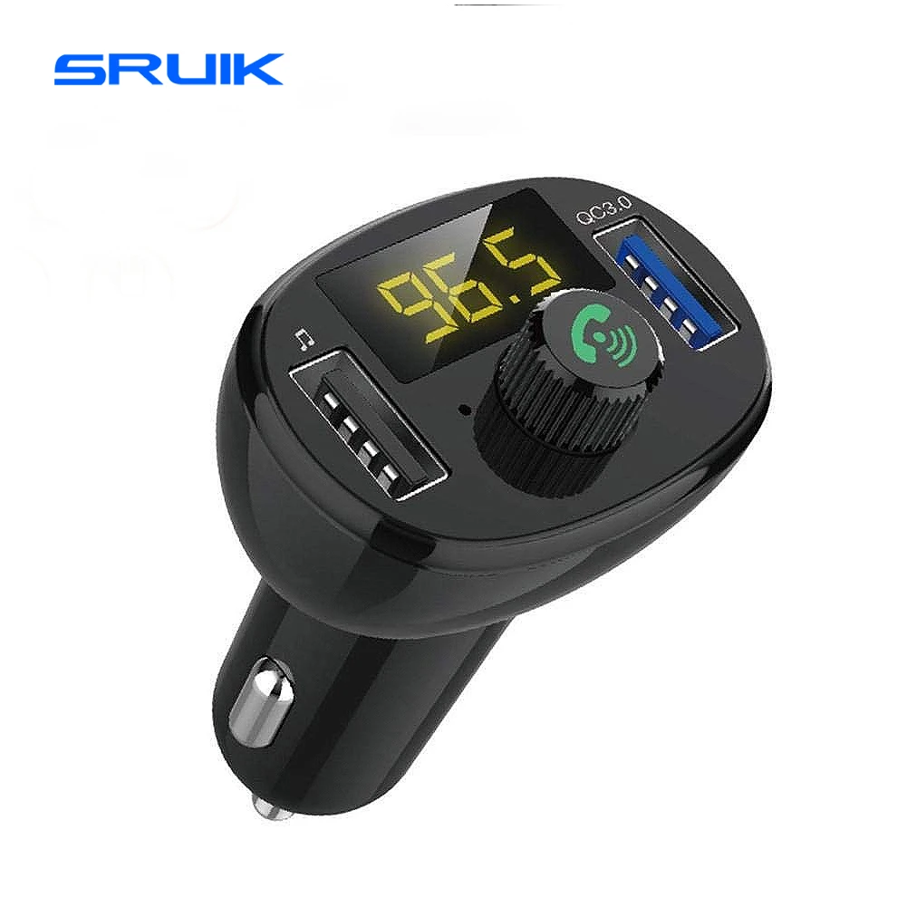 SRUIK FM передатчик Bluetooth MP3 плеер Handsfree Car Kit беспроводной радио без потерь звука QC3.0