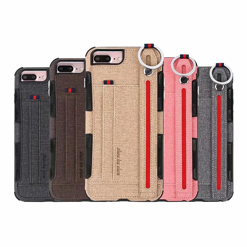 

ProElite Key Ring Colorful TPU Case for iPhone X 8 7 6S Plus Wrist Strap Card Holder Wallet Stand Colorful Full Body Back Cover