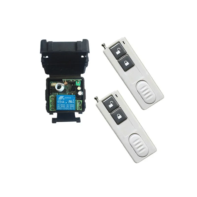 

Mini DC12V 24V 1CH 10A RF Wireless Remote Control Switch System Transmitter Two-button Receiver Garage Doors /lamp