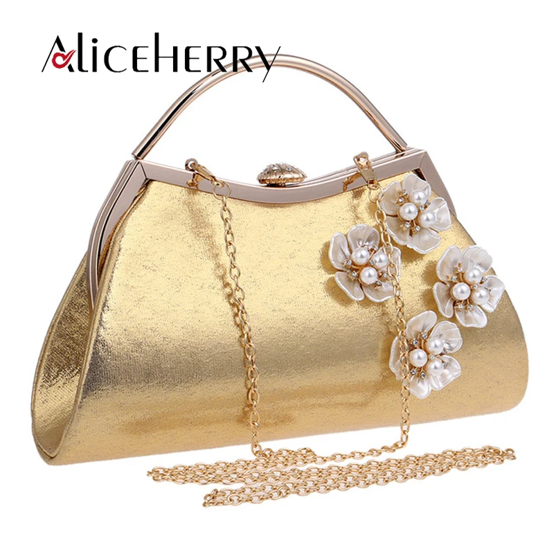 Luxury Brand Golden Silver Flower Women Clutch Bags Evening Bag Bridal Wedding Day Clutches High ...