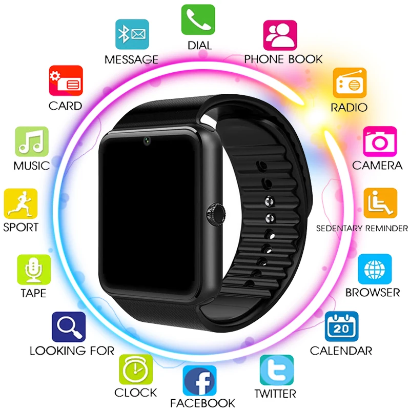 

Bluetooth Smart Watch GT08 For Apple iphone IOS Android Phone Wrist Wear Support Sync smart clock Sim Card PK DZ09 /GV08S/U8