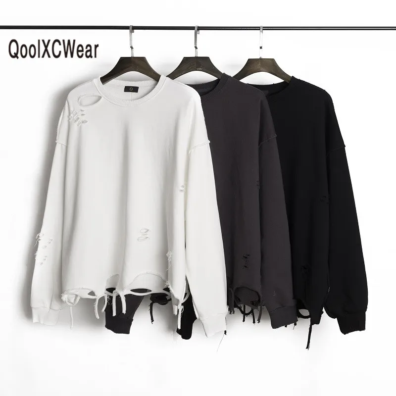 Мужская толстовка в стиле хип-хоп QoolXCWear с дырками весна 2019 | одежда
