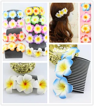 

2x New fashion25 kinds of color you choose Fabulous Hawaii Plumeria flowers Foam Frangipani Flower comb clip bridal hair clip