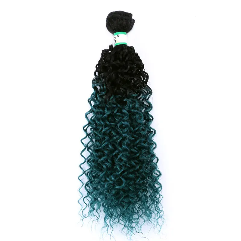 T1B-GREEN Angie Kinky пучки вьющихся волос 16 18 20 дюймов Ombre синтетические волосы для наращивания два тона волокно волос weave 70 г/шт. для женщин - Цвет: T1B-GREEN