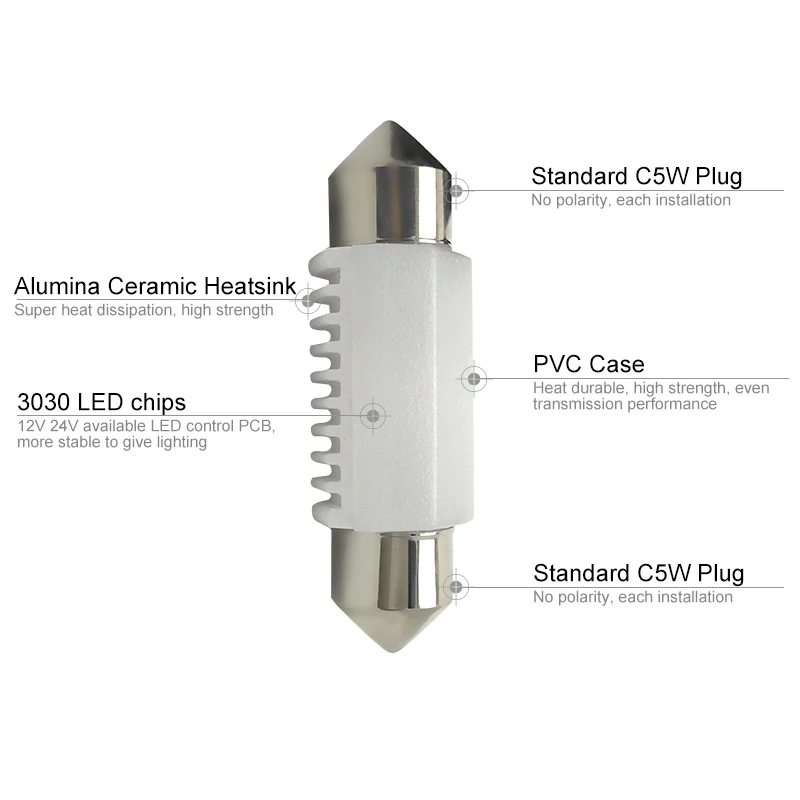 CNSUNNY светильник Высокое качество 3030 чипы C5W C10W светодиодный 31/36/39/41 мм автомобиль гирлянда светильник внутренний купол лампа для чтения белый 12V 24V