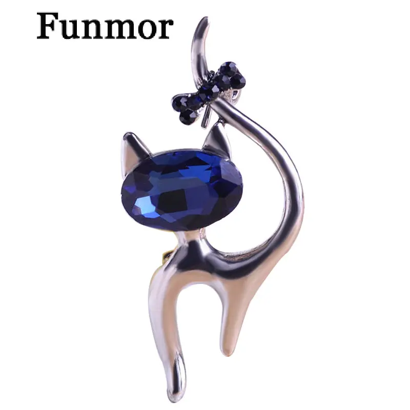 

Cute Blue Cat Brooches Wedding Broach Hijab Pin Hippocampal Broches Gun Black Plated Brooch Bouquet Women Corsage Animal Collar