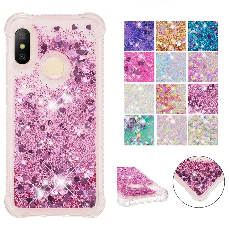

Fashion Anti-knock Glitter Quicksand Cases Phone Soft Silicone Cover Shell Coque Fundas for xiaomi Mi A2 Lite Redmi 6 6A 6Pro S2