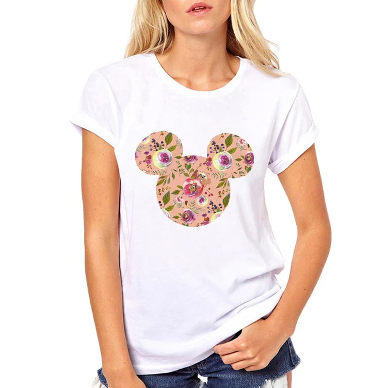 

FIXSYS Casual Women T Shirt Lady Summer Tops Tee Cute Tee Round Neck T-shirt S Cartoon Tee Shirt Fashion Female White T-shirts
