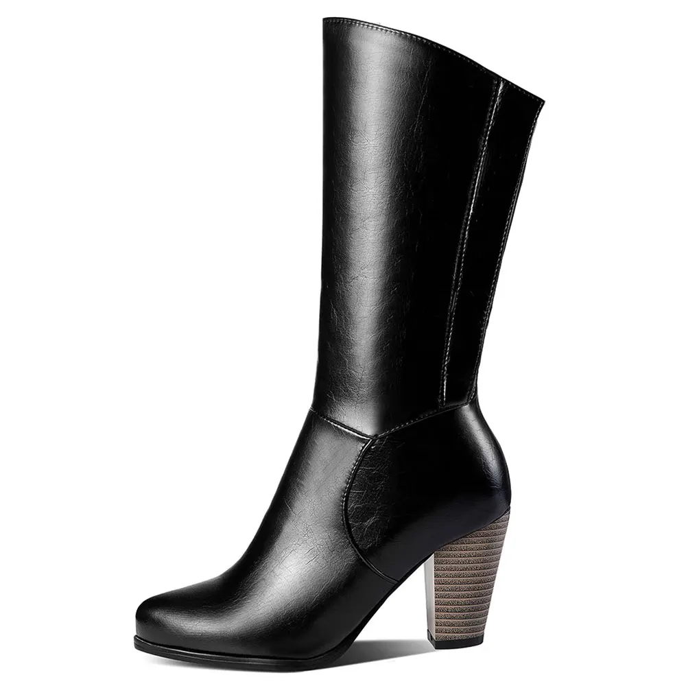 Lasyarrow/ г. Женские российские ботинки до середины икры, большие размеры 34-52 женская обувь меховая обувь на высоком каблуке, черные, белые женские ботинки J976