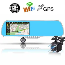Новый 5 “android touch автомобильный видеорегистратор gps-навигация зеркало заднего вида автомобиля камера два объектива Wi-Fi регистраторы Full HD 1080 P видеомагнитофон