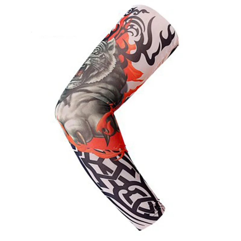 Рукава татуировки УФ крутые полиэфирные волокна рукава для езды на велосипеде для бега теплые спортивные эластичные нарукавники гетры ST0001