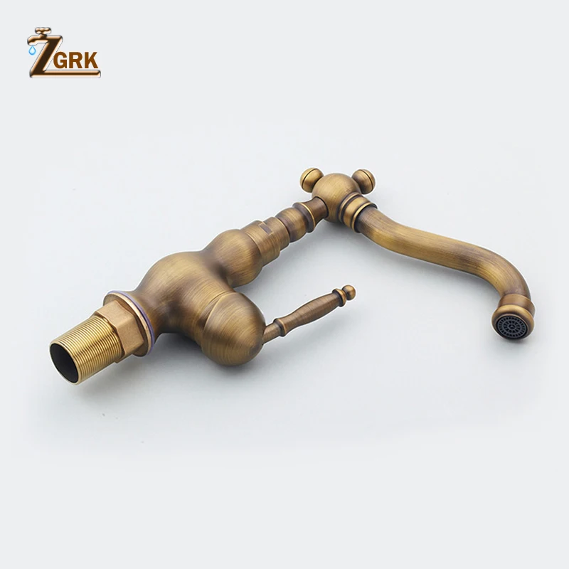  ZGRK Home Improvement Accessories Antique Brass Kitchen Faucet 360 Swivel Bathroom Basin Sink Mixer - 32837323501
