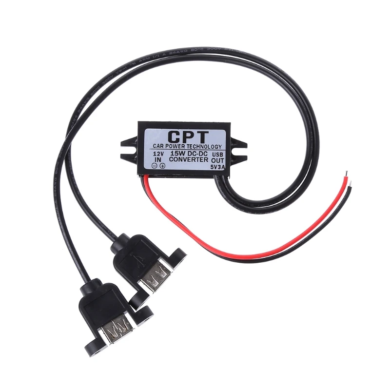 

Car DC 12V to 5V 3A 15W Dual USB Charger Converter Module Cable Power Adapter