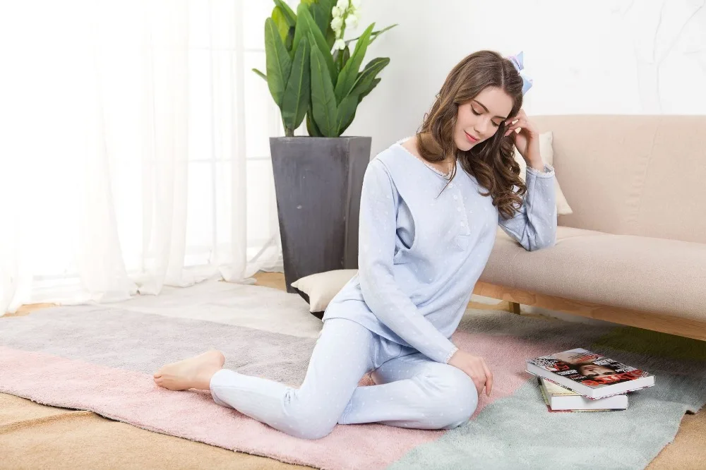 Fdfklak высокое качество Хлопок Домашняя одежда для женщин пижамы на осень-зиму беременности Пижама для беременных пижамы hamile pijama