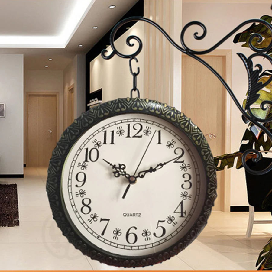 

Iron Mute Large Creative Wall Clock Living Room Double Sides Wall Clocks Decorative Relogio Parede Watch Reloj Time Tool Clocks
