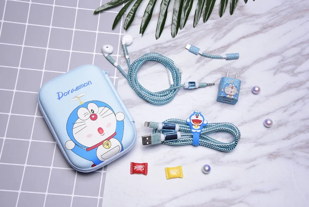 1,5 м милый мультфильм USB кабель наушники протектор набор с кабелем Стикеры для намотки Спиральный шнур протектор для iphone 5 6 6s 7 8plus