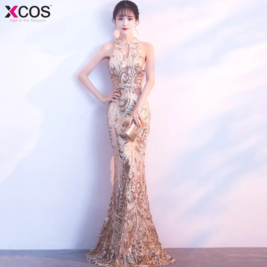 Новое Элегантное Длинное Черное вечернее платье с блестками 2018 vestido de festa
