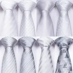 DiBanGu дизайнер белый серый для мужчин's Галстуки Ханки Запонки галстук Набор Шелковый Мужские галстуки свадебное торжество деловая встреча