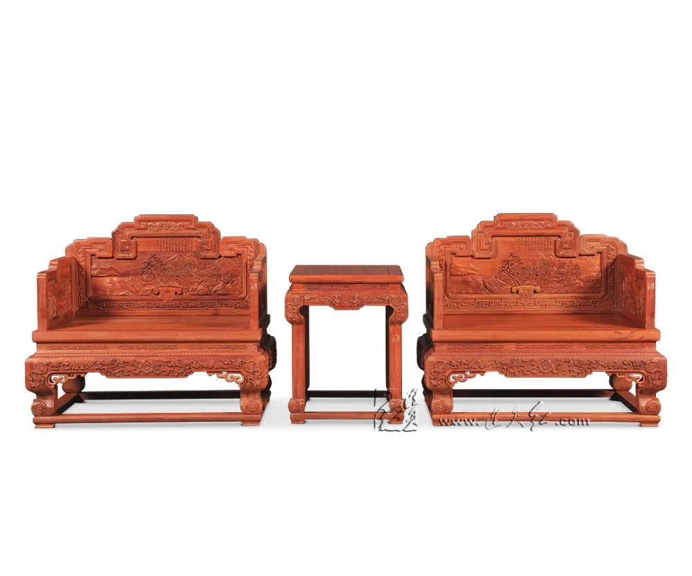 Us 1266 35 5 Off Home Living Room Chair 3 Pieces Set Roosewood Chinese Royal Throne Small Tea Table Solid Wood Backed Armchair Suit Antique Desk In