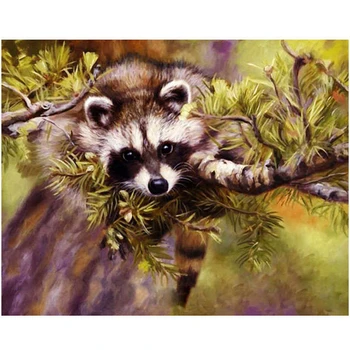 

WEEN Raccoon-Animal DIY Framed Oil Painting By Numbers kit, Wall Art Pictures, Canvas Paint By Numbers For Living Room 40x50cm
