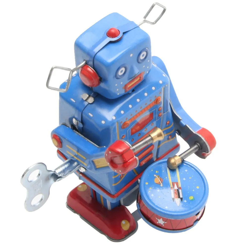 BENGKUI Robot Toy,Retro Clockwork Wind Up Metal Walking Robot Toy Vintage Collectible Kids Gift Blue BENGKUI Robot Toy,Retro Clockwork Wind Up Metal Walking Robot Toy Vintage Collectible Kids Gift Blue