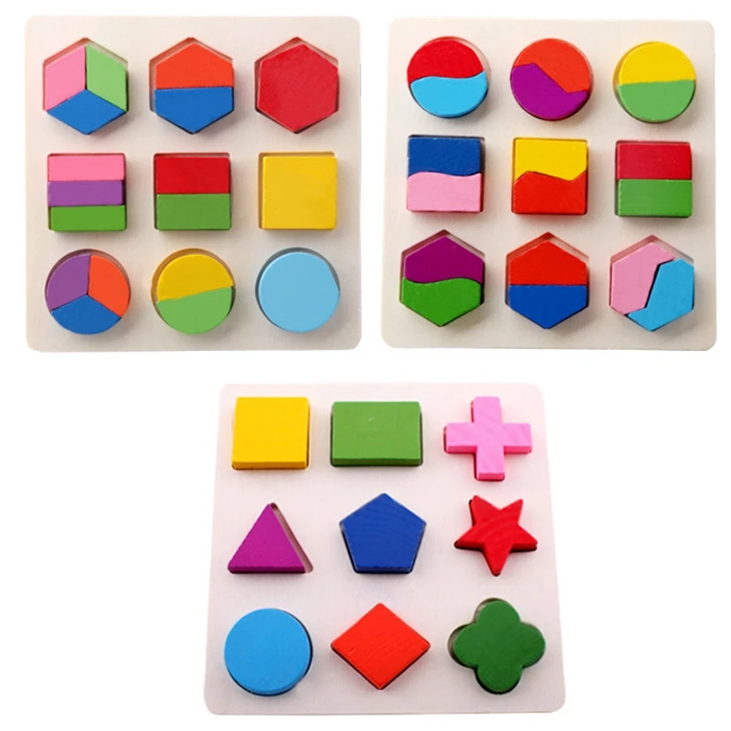 

3D Wooden Puzzle Montessori Toy Geometric Shape Cognitive Board Sorting Math Jigsaw Puzzles Early Educational Toys For Children