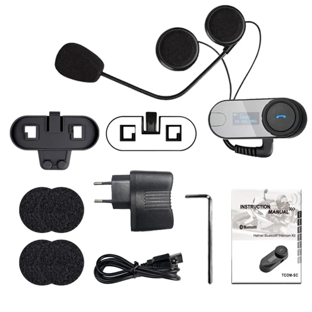 

3 Riders HiFi Speaker Moto Intercom Headphone LCD Screen+FM 1000M Bluetooth Wireless Interphone Motorcycle Helmet Intercom