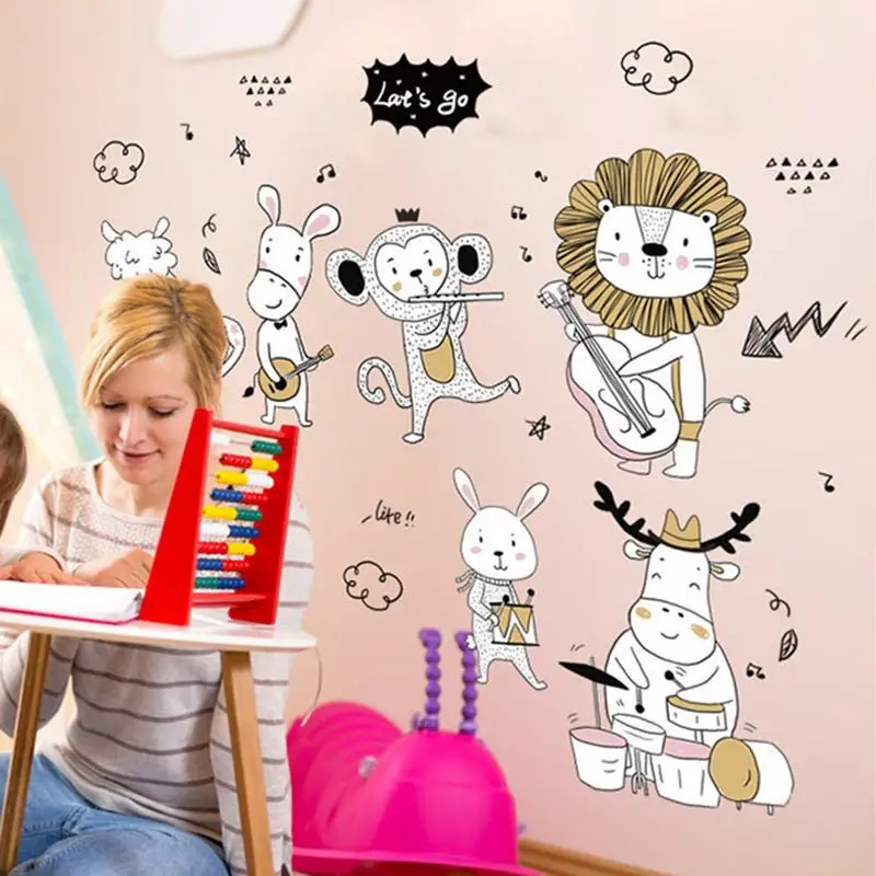Cartoon animal wall stickers sheep horse monkey lion rabbit deer concert children room stickers home decoration wall stickers s3 Cartoon animal wall stickers sheep horse monkey lion rabbit deer concert children room stickers home decoration wall stickers s3
