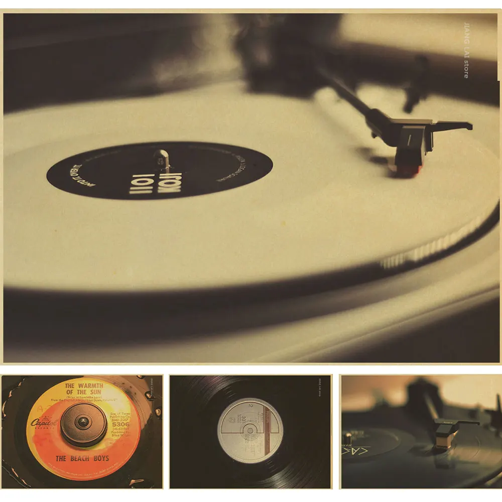 Black Records Retro Poster Poster Kraft Paper Classic Wallpaper