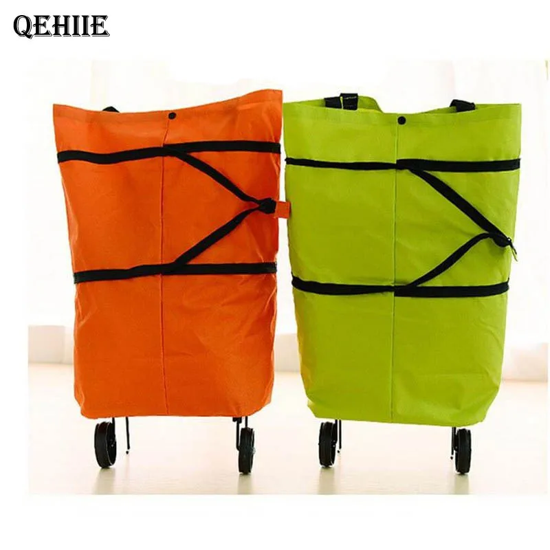 

2018 Oxford Doek Shopping bags Folding Bag New Reusable Shopping Bag Trolley Wheel Wheel Shopping Bag Shopping Cart eco