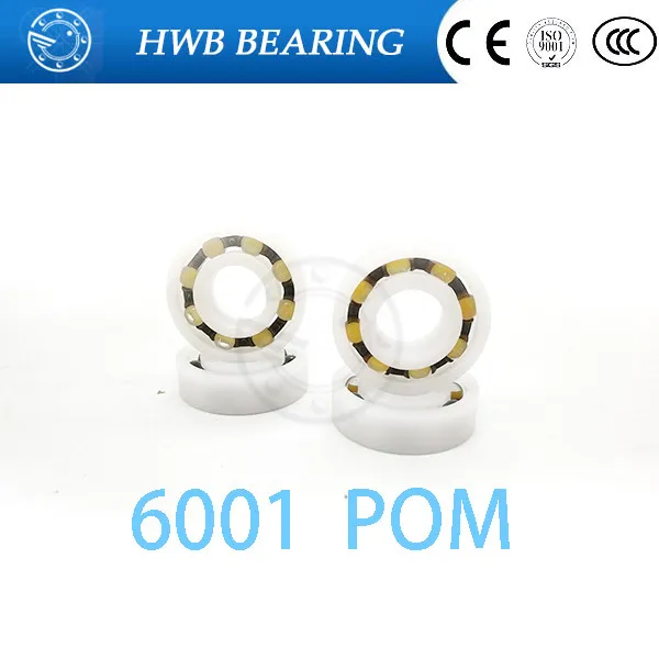 Free shipping 50pcs 6001 POM plastic deep groove ball bearing 12x28x8mm